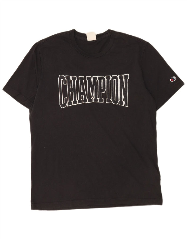 Champion Herren-T-Shirt mit Grafik, groß, aus schwarzer Baumwolle