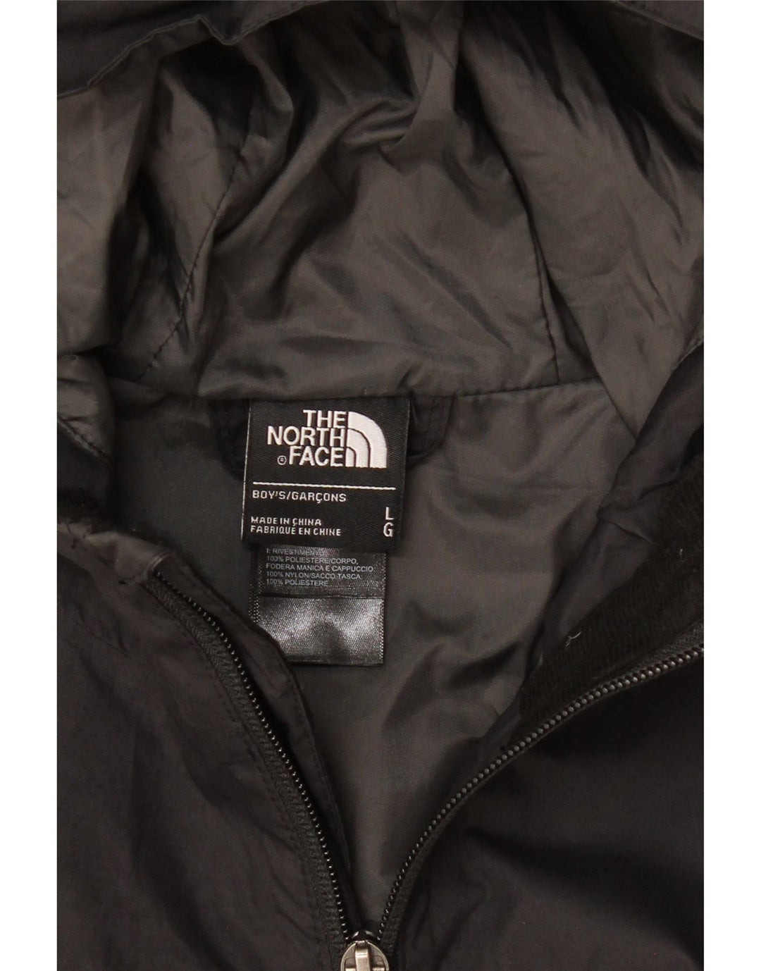 THE NORTH FACE Jungen-Regenjacke mit Kapuze, 11–12 Jahre, groß, schwarzes Polyester