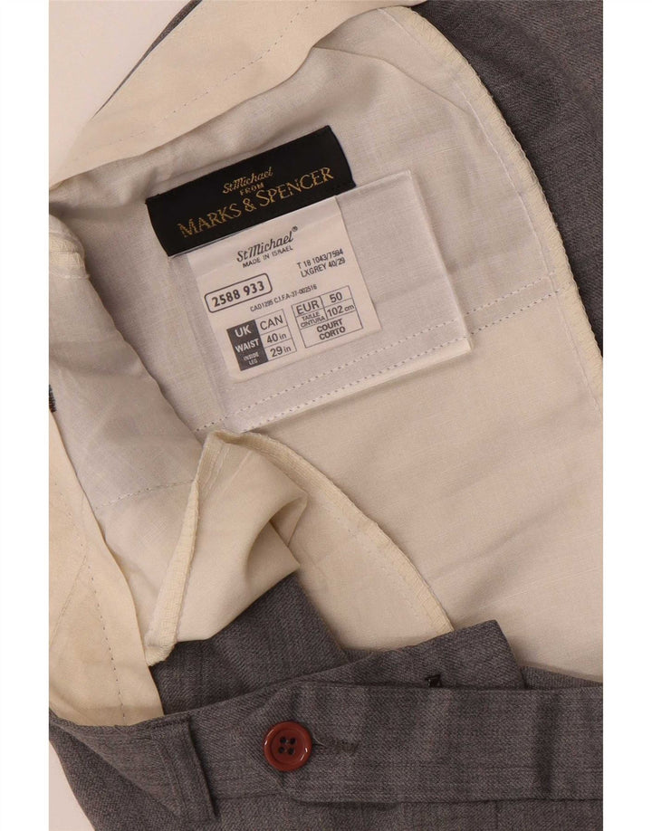 Gerade Herren-Anzughose von Marks & Spencer, W40, L29, graue Wolle