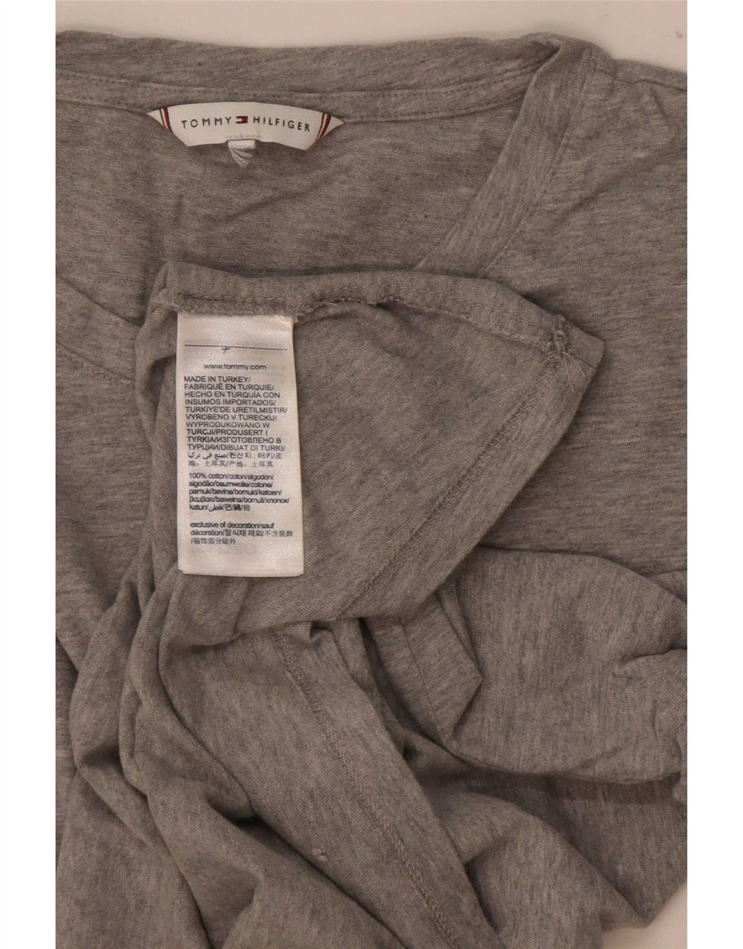 Tommy Hilfiger Herren-T-Shirt-Oberteil, groß, grau gefleckte Baumwolle