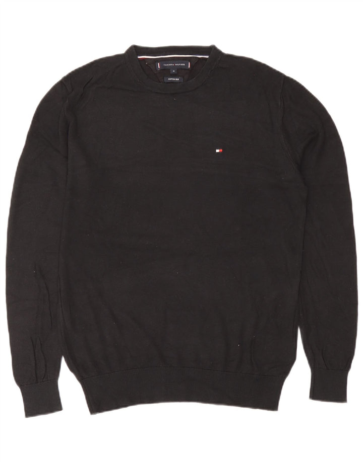 Tommy Hilfiger Herren-Pullover mit Rundhalsausschnitt, mittlere schwarze Baumwolle