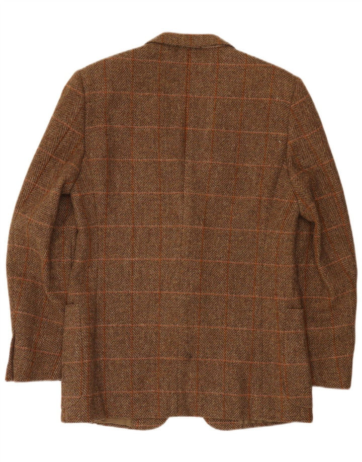 Vintage Herren-Blazer mit 2 Knöpfen, IT 50, große braun karierte Wolle