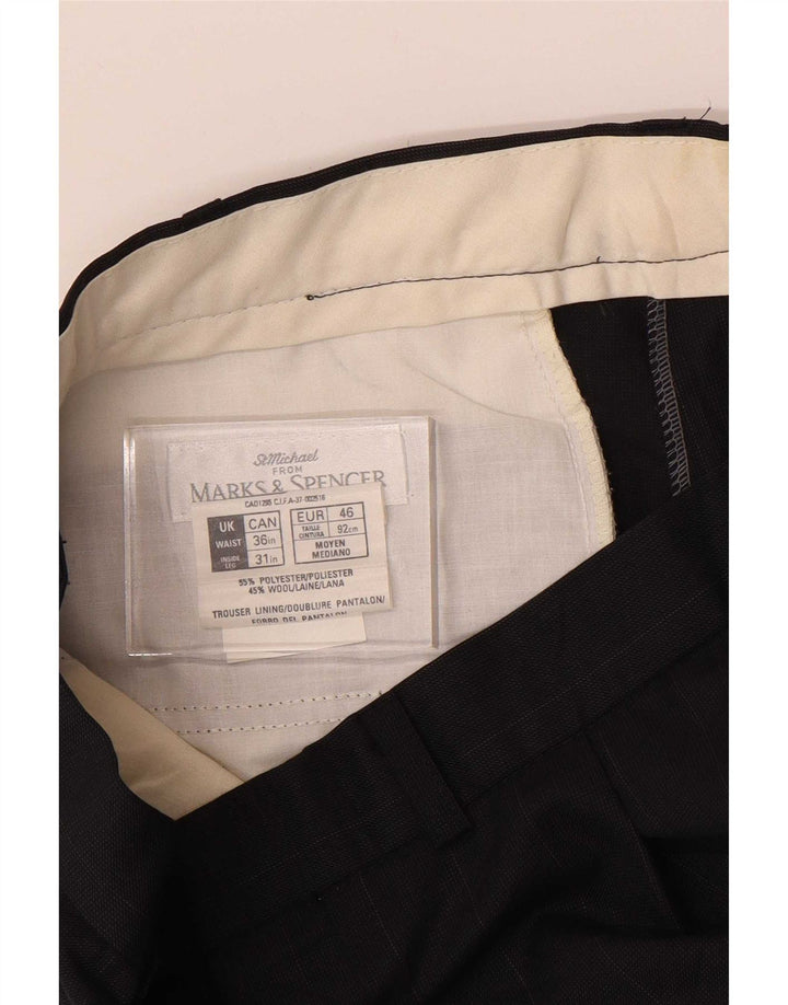 Marks & Spencer Herren-Anzughose mit Pegged-Anzug, W36 L31, marineblaues Polyester