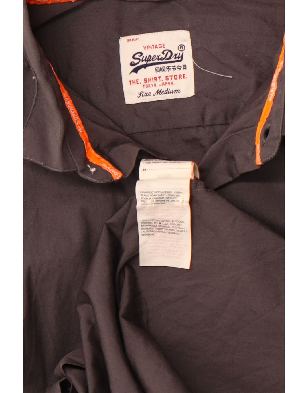 SUPERDRY Herrenhemd aus mittelgrauer Baumwolle