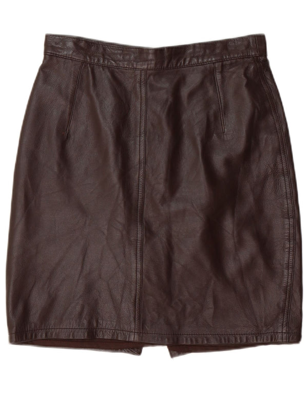 VINTAGE Damen Lederrock IT 44 Medium W28 Braunes Leder