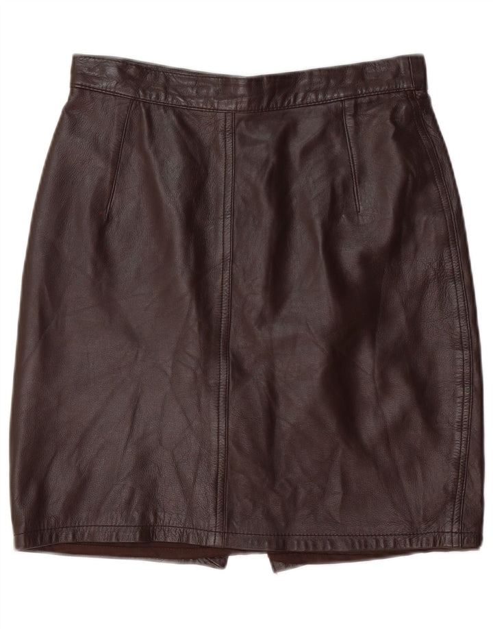 VINTAGE Damen Lederrock IT 44 Medium W28 Braunes Leder