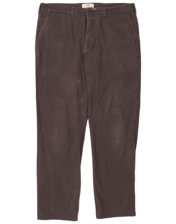 Marks & Spencer Herren-Chinohose mit gerader Passform und normaler Passform, W36 L31, Grau