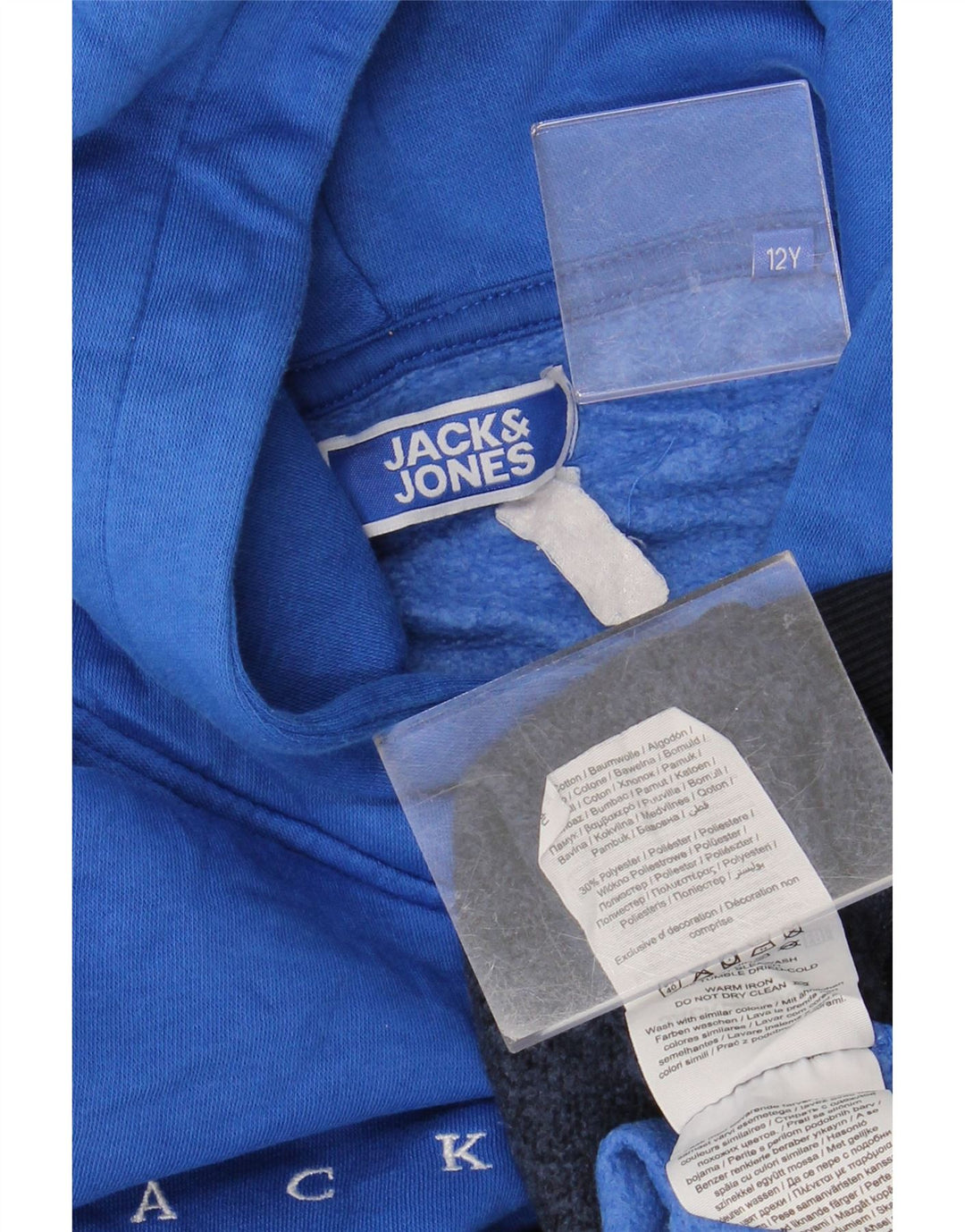JACK & JONES Kapuzenpullover für Jungen, 11–12 Jahre, blaue Farbblock-Baumwolle