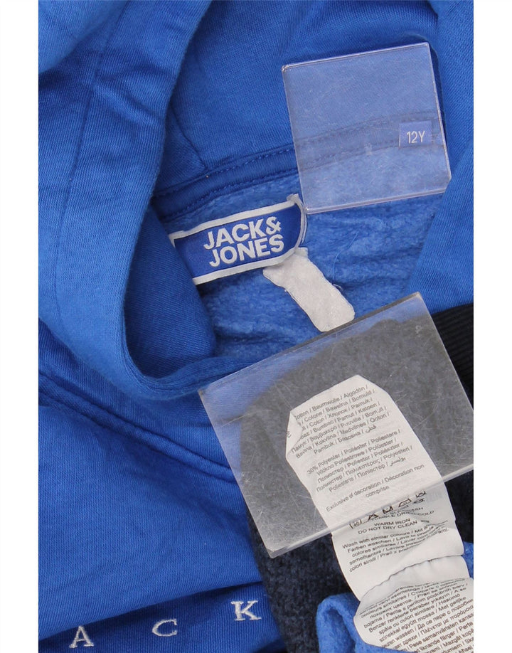 JACK & JONES Kapuzenpullover für Jungen, 11–12 Jahre, blaue Farbblock-Baumwolle