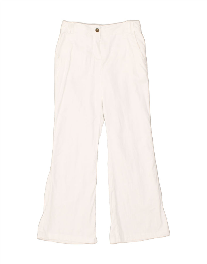 FLASH LIGHTS Womens Flare Casual Trousers US 6 Medium W27 L29 White Cotton | Vintage Flash Lights | Thrift | Second-Hand Flash Lights | Used Clothing | Messina Hembry 