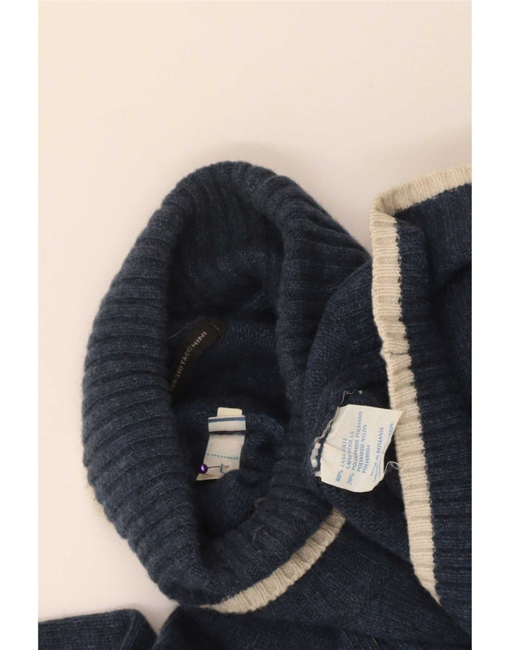 Sergio Tacchini Herren-Pullover mit Rollkragen, groß, marineblaue Wolle