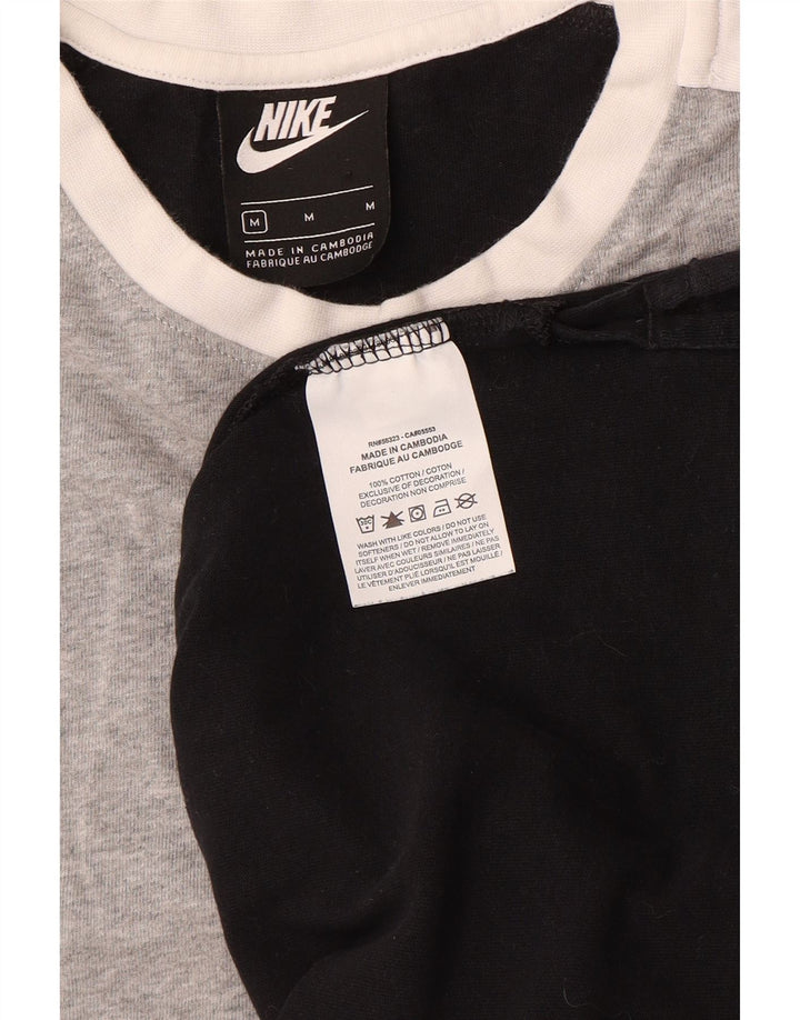 Nike Herren T-Shirt Top Medium Schwarz Colourblock Baumwolle