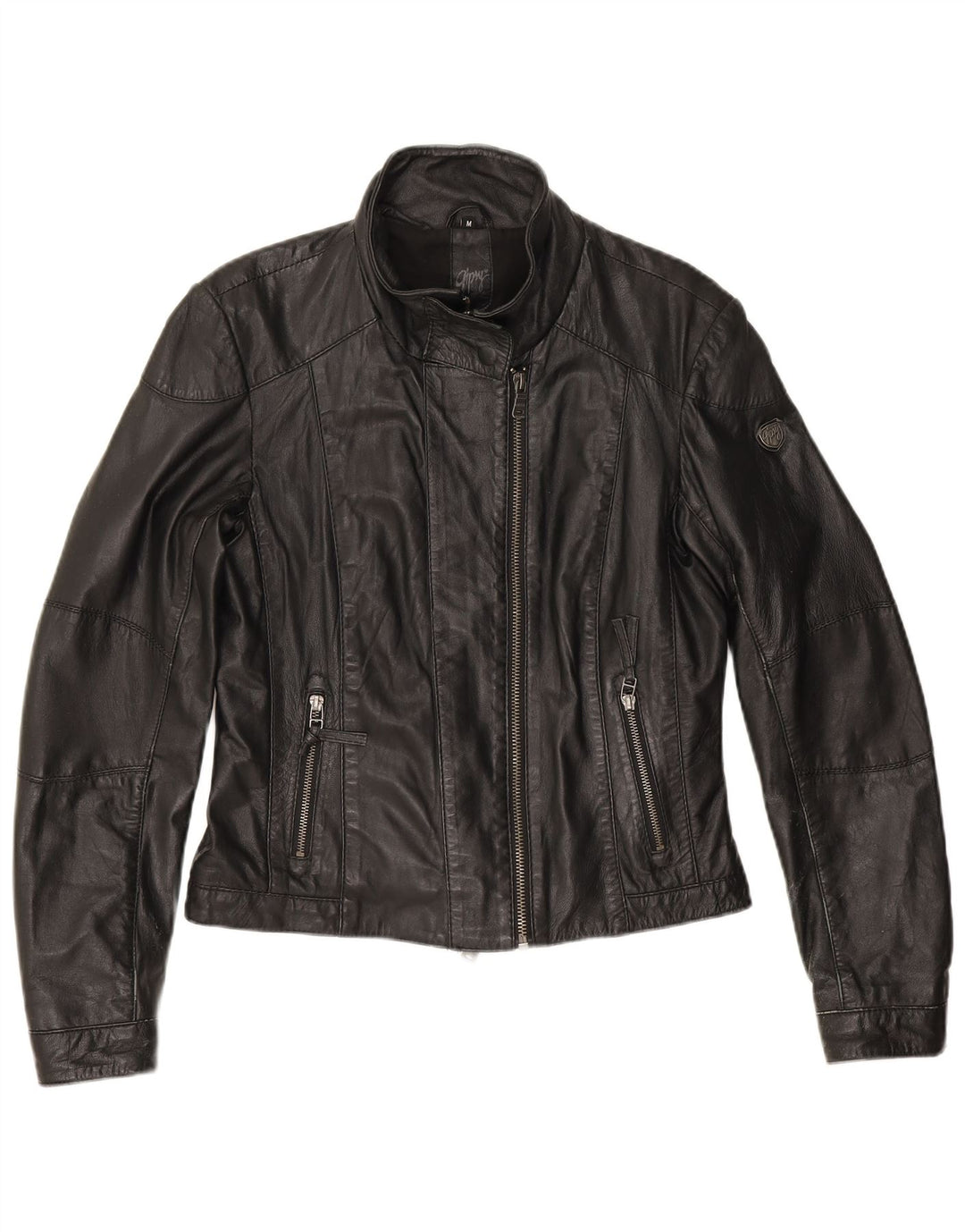 Gipsy Damen-Bikerjacke aus Leder, UK 14, mittelschwarzes Leder