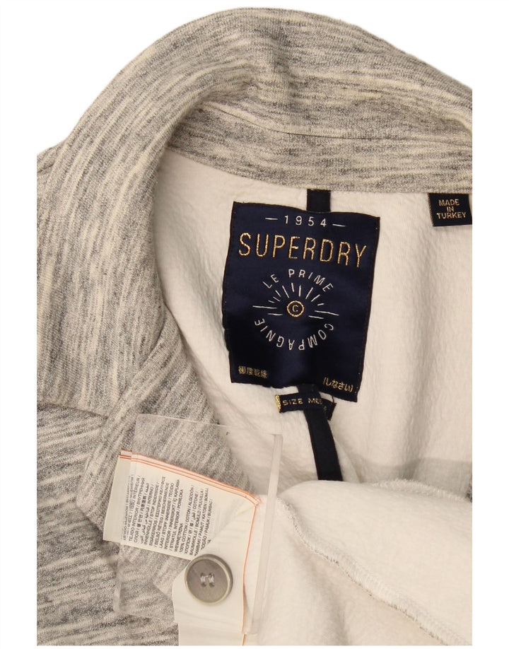 Superdry Damen-Blazer mit 1 Knopf, UK 14, mittelgrau gefleckte Baumwolle