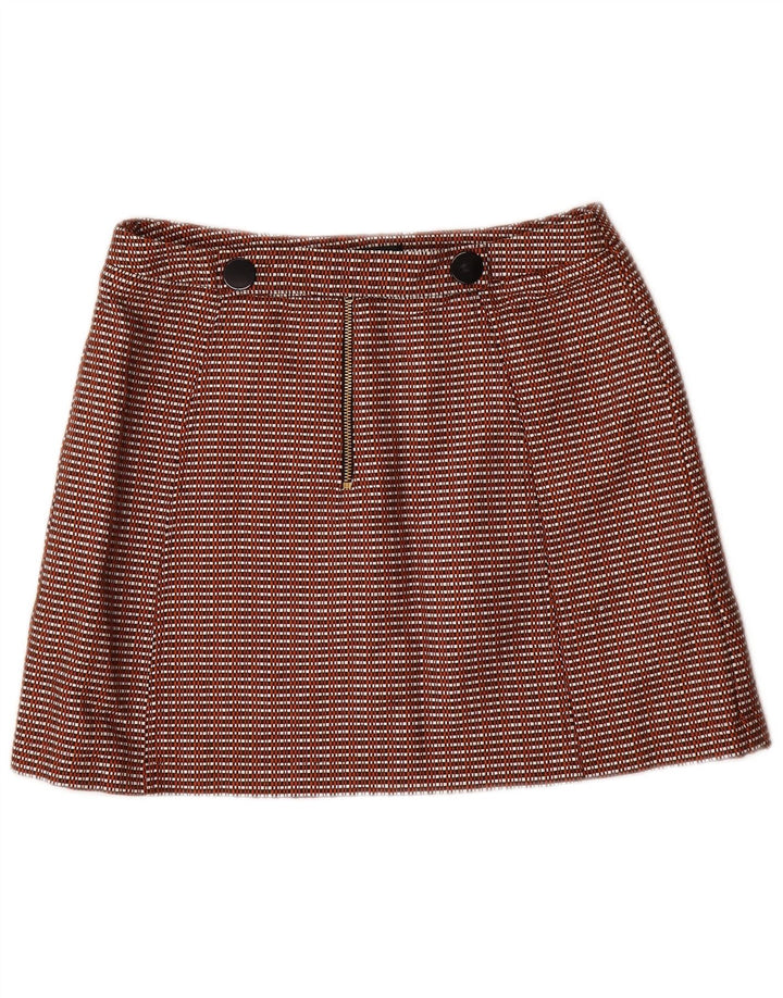 TOPSHOP Damen Minirock UK 12 Medium W28 Braune Gingham-Baumwolle