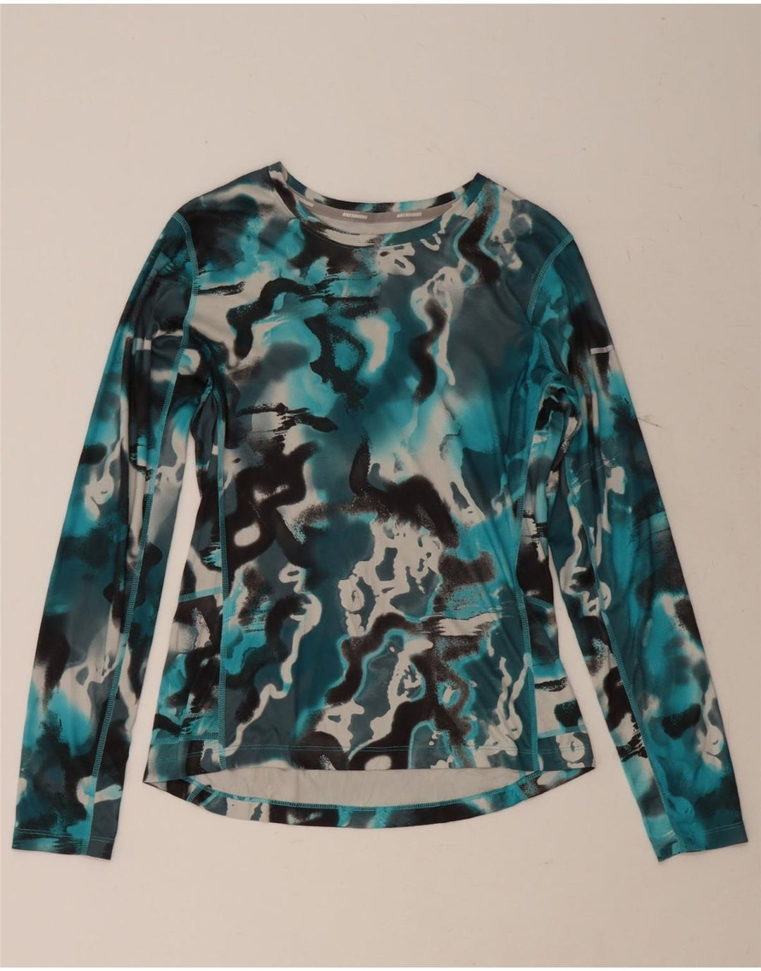 NIKE Mens Dri Fit Abstract Pattern Top Long Sleeve Small Blue Polyester Vintage Nike and Second-Hand Nike from Messina Hembry 