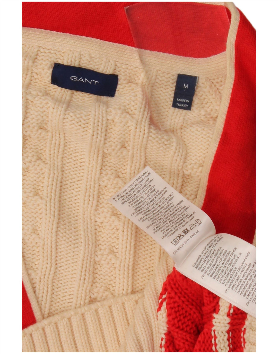 Gant Damen-Cardigan mit Grafik, UK 14, Mittelbeige, Farbblock