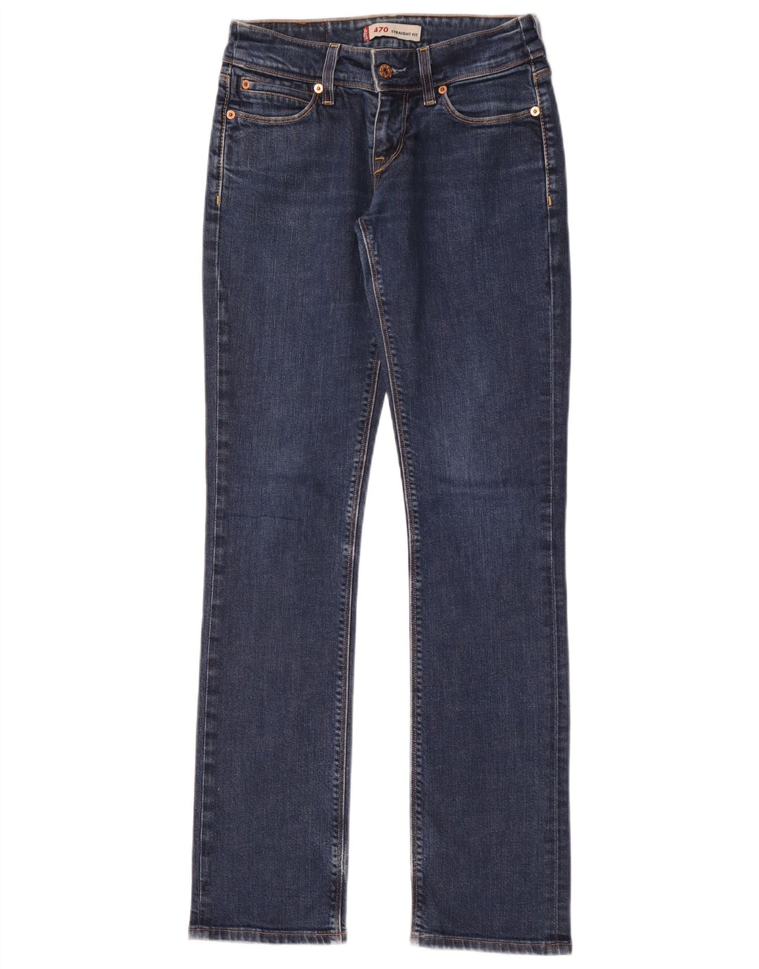 Levi's Damen 470 Straight Jeans W28 L34 Blaue Baumwolle