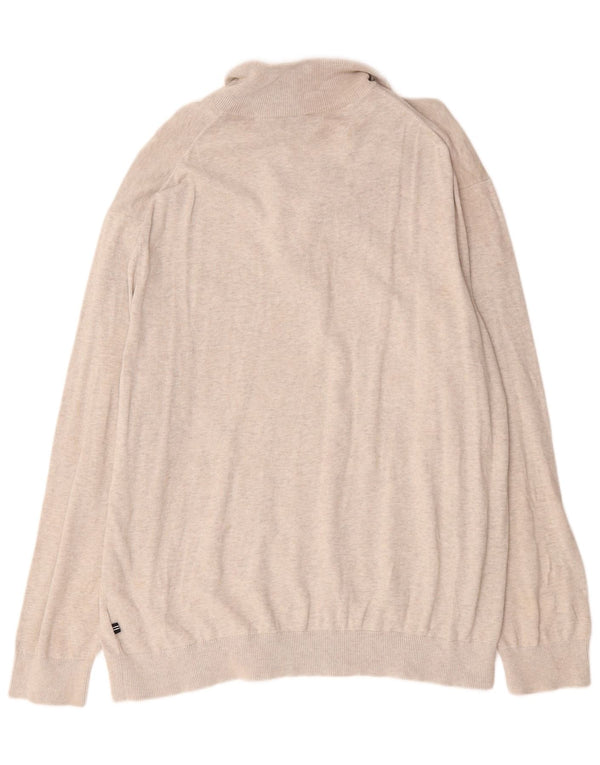 Nautica Herren-Pullover mit Reißverschluss am Hals, 2XL, grau meliert, Baumwolle