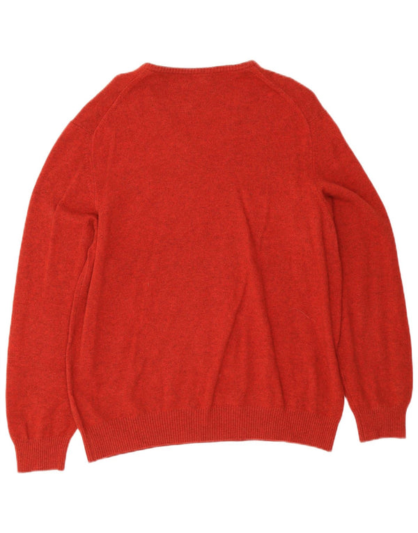 Massimo Dutti Herren-Pullover mit V-Ausschnitt, 2XL, roter Kaschmir