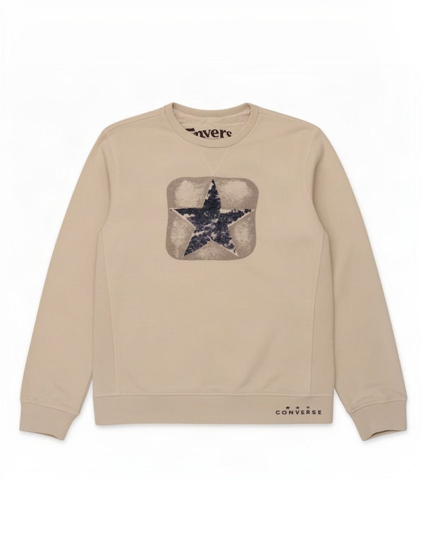 Converse Damen Grafik-Sweatshirt-Pullover UK 16 Large Weiße Baumwolle