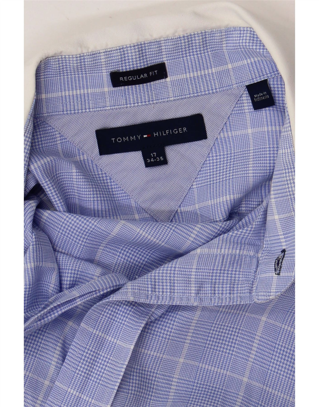 Tommy Hilfiger Herren-Hemd mit normaler Passform, Größe 17 XL, blau kariert
