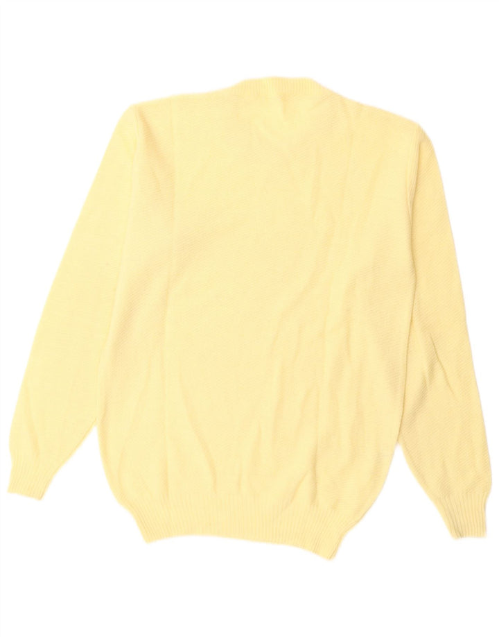 VINTAGE Damen Pullover mit Rundhalsausschnitt UK 14 Mittelgelbe Wolle