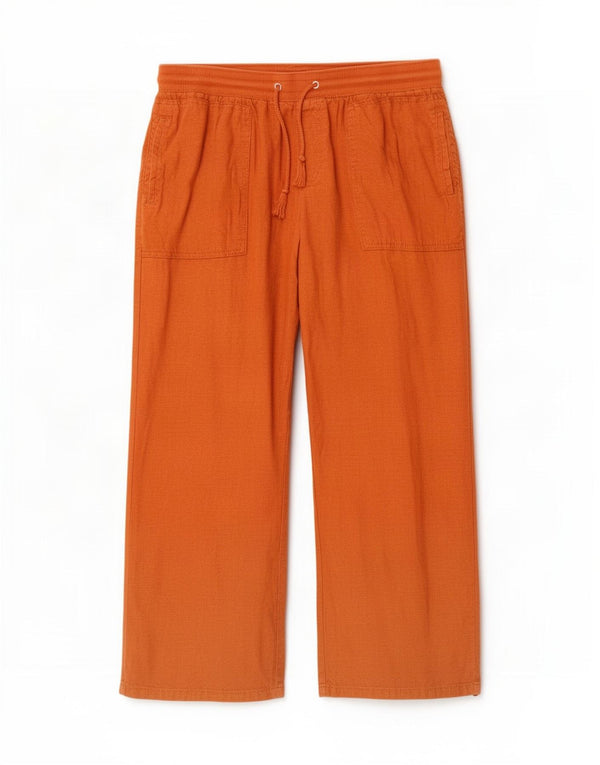 Marks & Spencer Damen-Hose mit weitem Bein, kurz geschnitten, UK 14, Größe L W34 L26, Braun