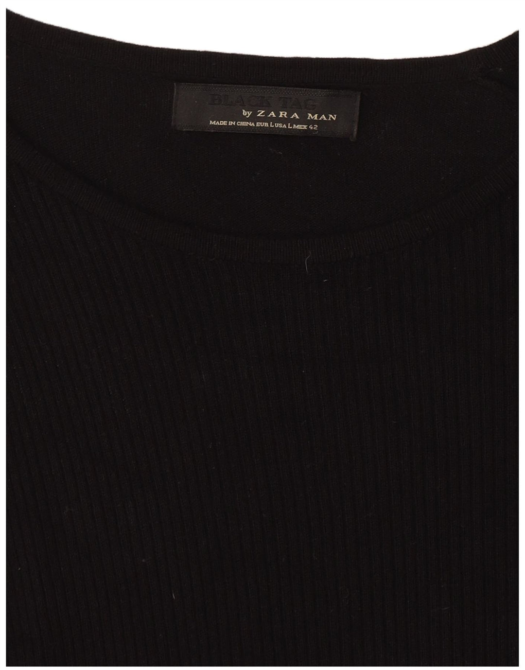 Zara Herren-Pullover mit U-Boot-Ausschnitt, Größe L, Schwarz
