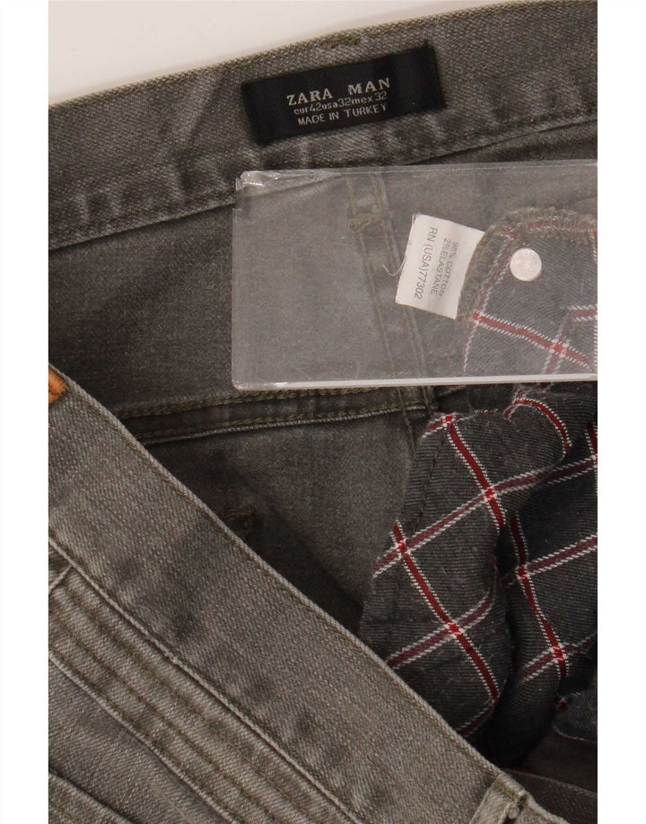 Zara Herren Straight Jeans EU 42 Large W32 L31 Graue Baumwolle