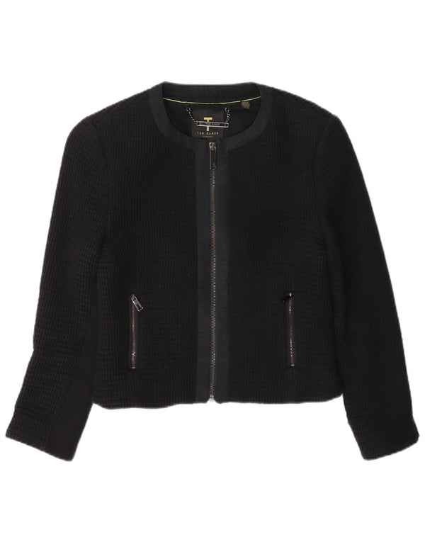 Ted Baker Damen Bolero-Jacke, Größe 1 XS, schwarze Baumwolle