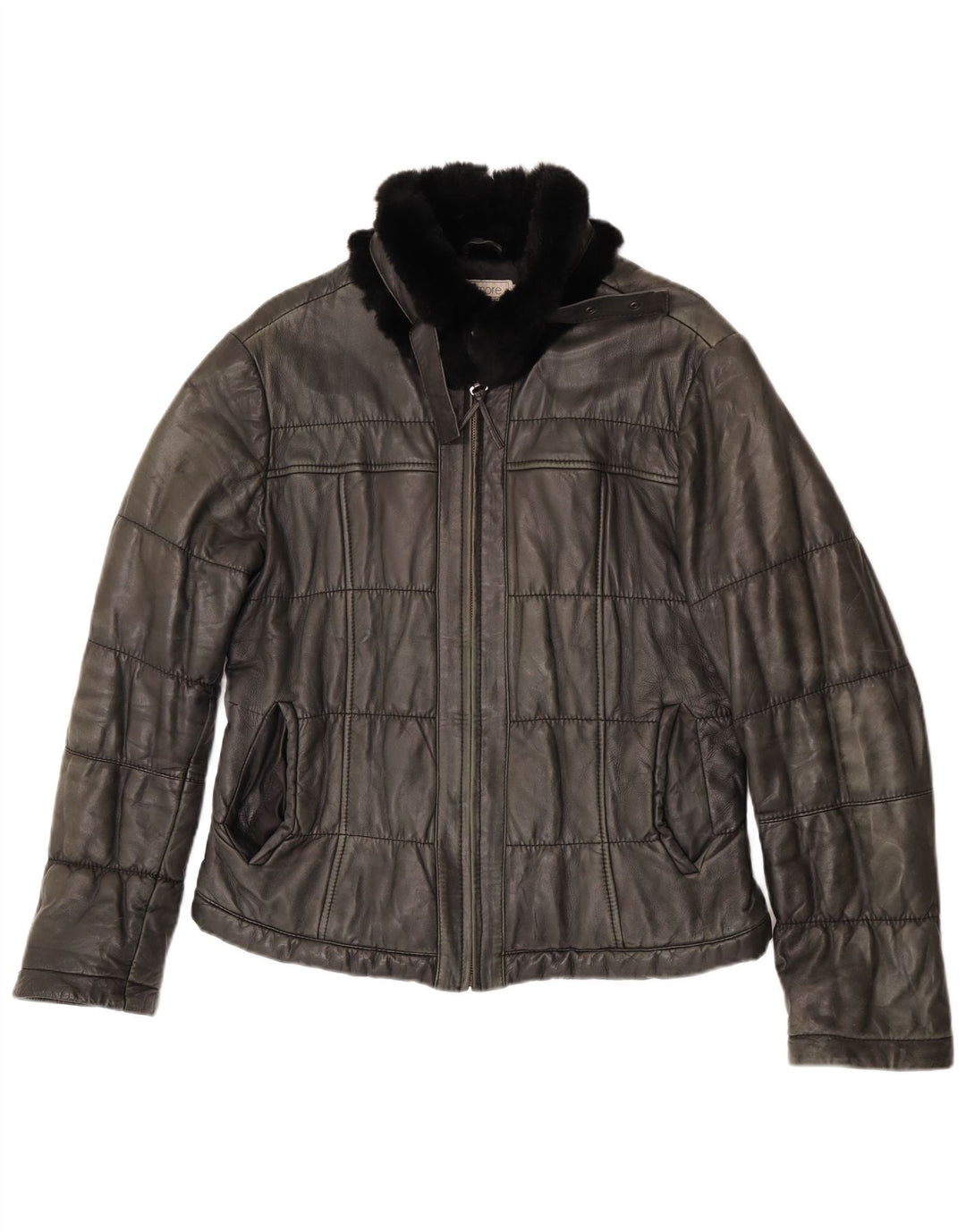 Bata and More Damen Lederjacke IT 48 XL Graues Leder