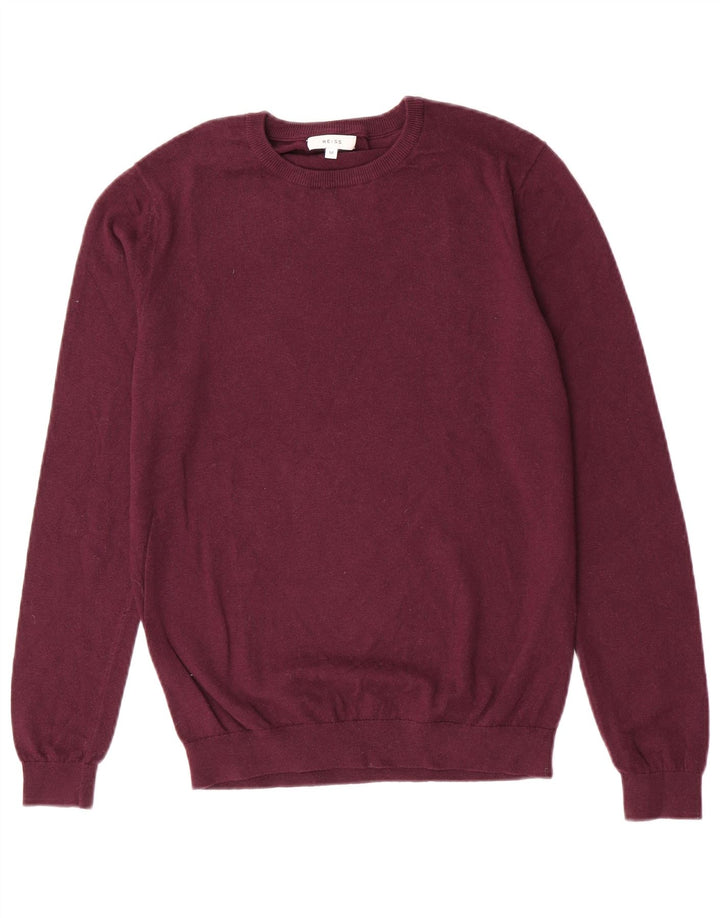 Reiss Herren-Pullover mit Rundhalsausschnitt, mittlere kastanienbraune Wolle