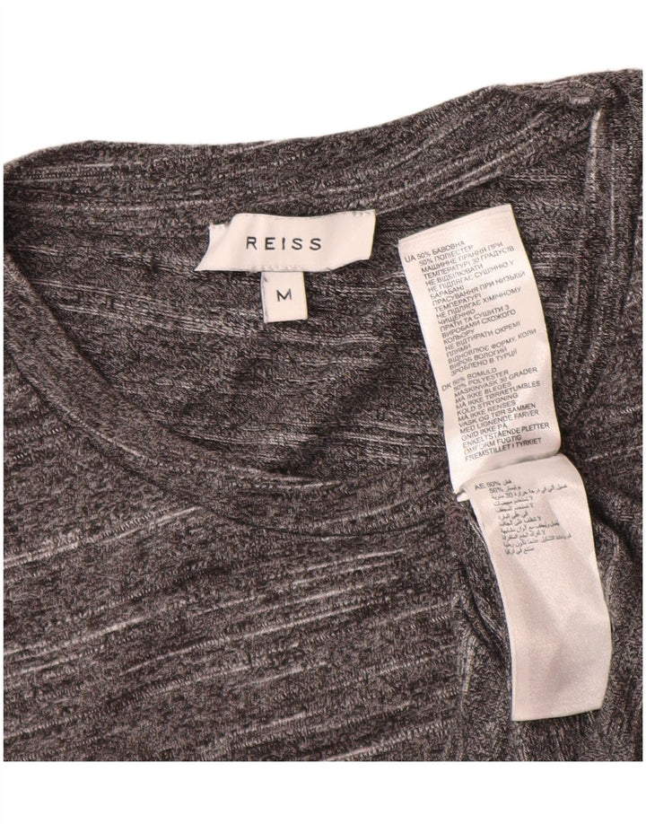 Reiss Herren-T-Shirt-Oberteil aus mittelgrau gesprenkelter Baumwolle