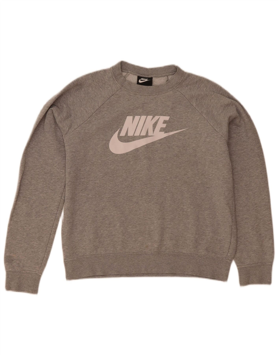 Nike Damen-Sweatshirt mit übergroßem Grafikmotiv, Gr. 10, Größe S, Grau meliert
