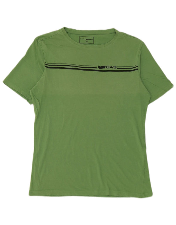 Gas Herren T-Shirt Top XL grün gestreift aus Baumwolle