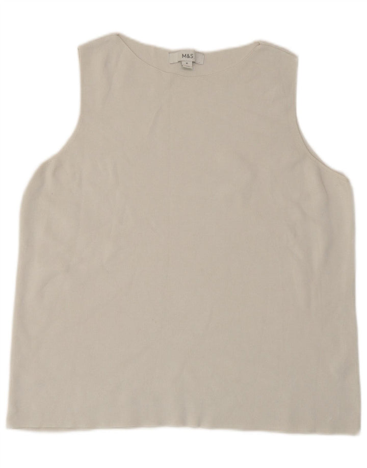 Marks & Spencer Damen Weste Top UK 16 Large Off White Viscose