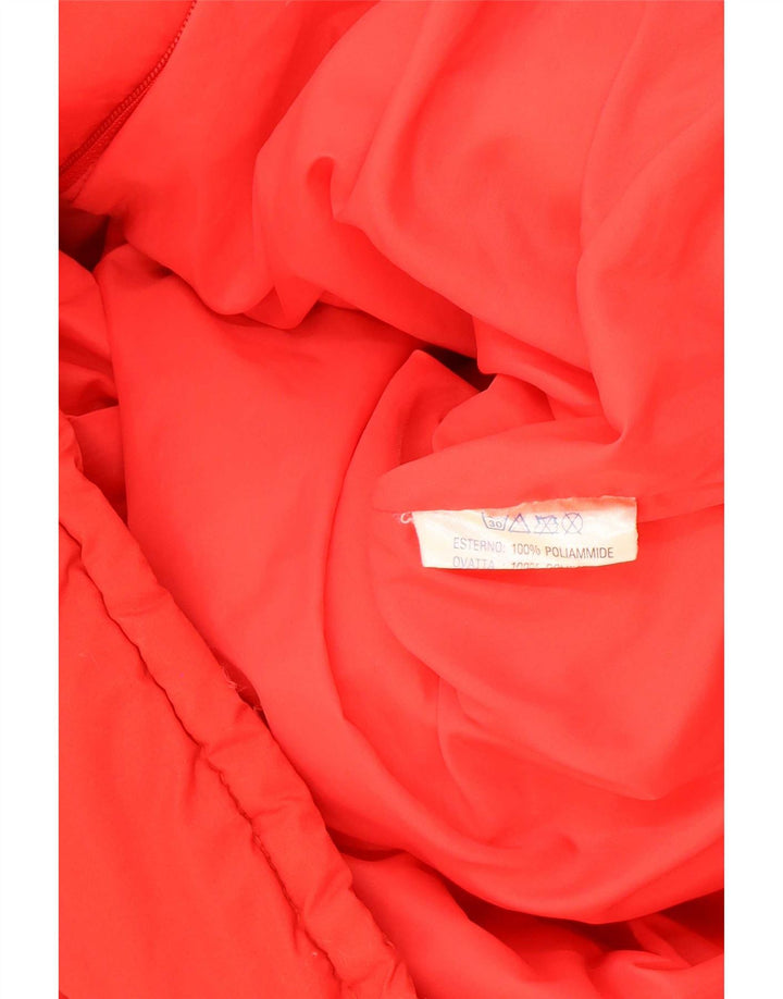 Wattierte Vintage-Herrenjacke mit Kapuze, IT 52 XL, rotes Colourblock-Polyamid