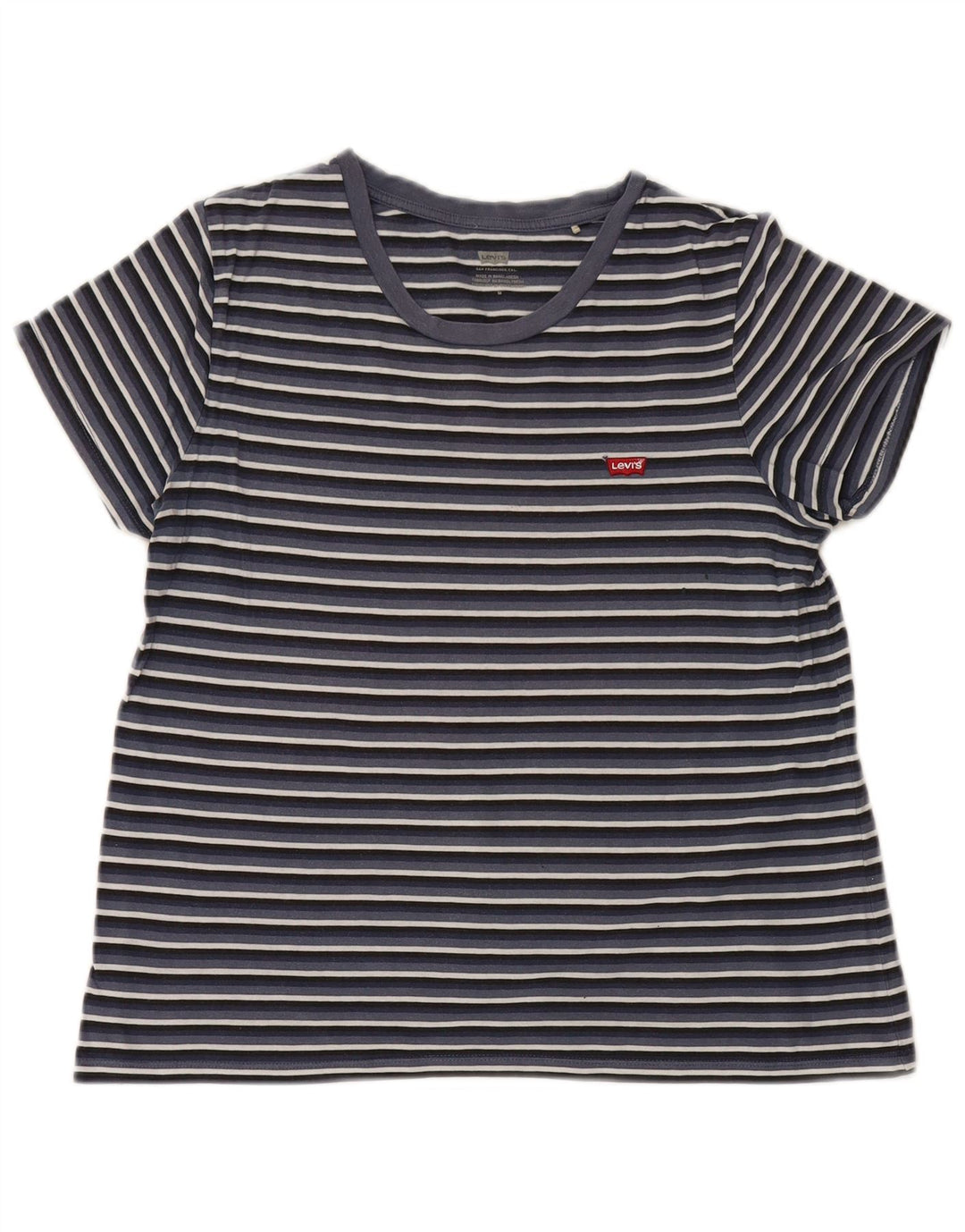 Levi's Damen T-Shirt Top UK 12 Mittel Marineblau gestreift