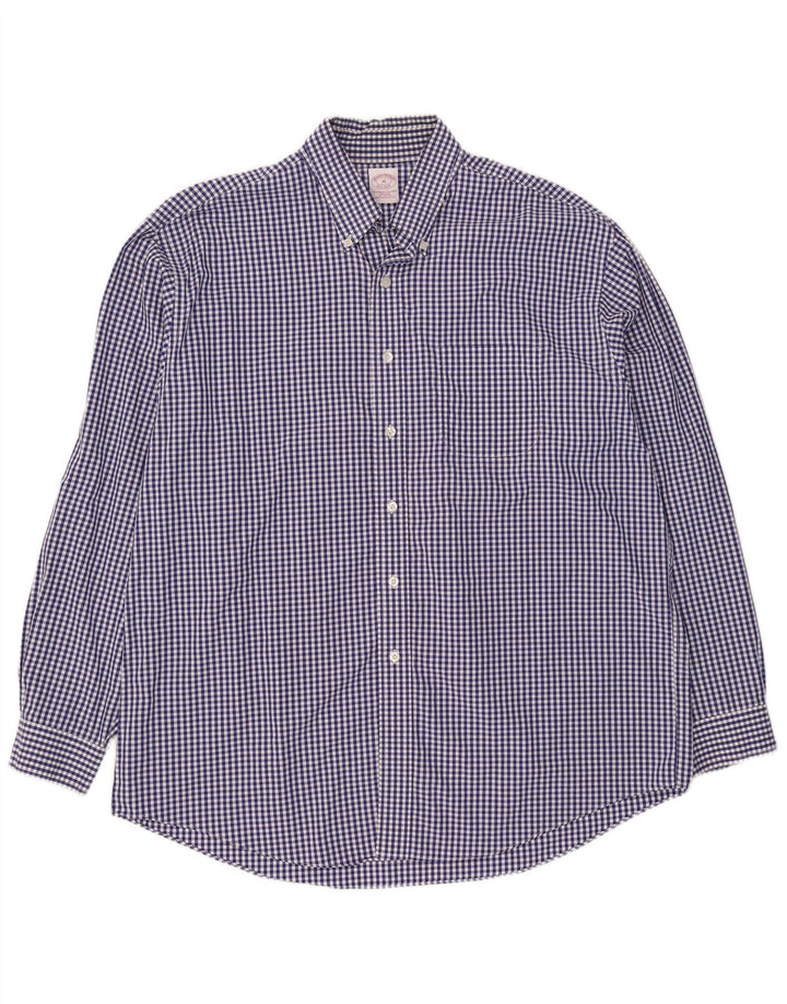 Brooks Brothers Herrenhemd XL, blaue Gingham-Baumwolle