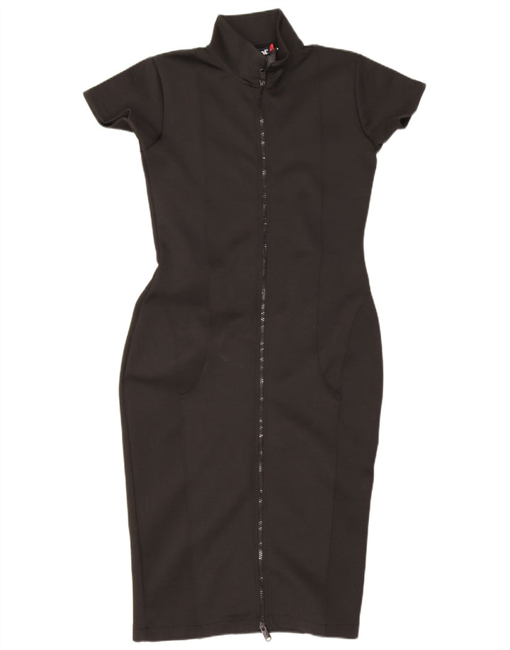 Grafisches, figurbetontes Damenkleid von Mistral, UK 14, Größe L, Schwarz, Polyester