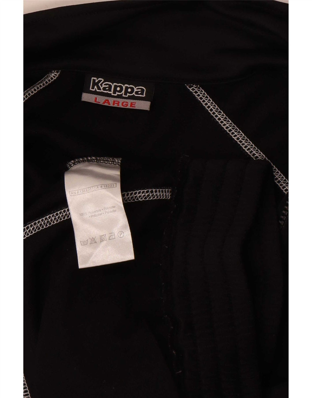 Kappa Herren-Trainingsanzugoberteil mit Grafik, groß, schwarzes Farbblock-Polyester