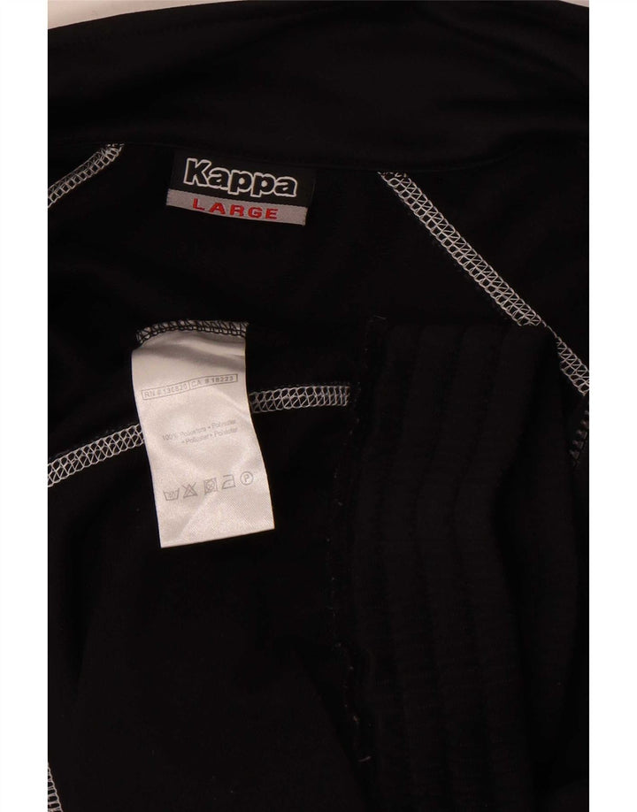 Kappa Herren-Trainingsanzugoberteil mit Grafik, groß, schwarzes Farbblock-Polyester