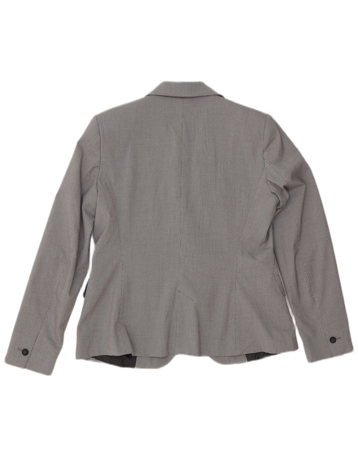 Zara Damen 1-Knopf-Blazerjacke EU 40 Mittelgraues Hahnentritt-Polyester