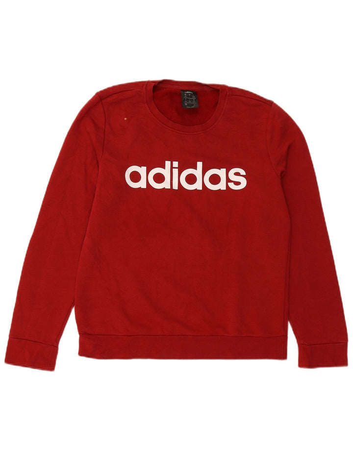 ADIDAS Damen Grafik-Sweatshirt-Pullover UK 8/10 Small Burgunderrot Baumwolle
