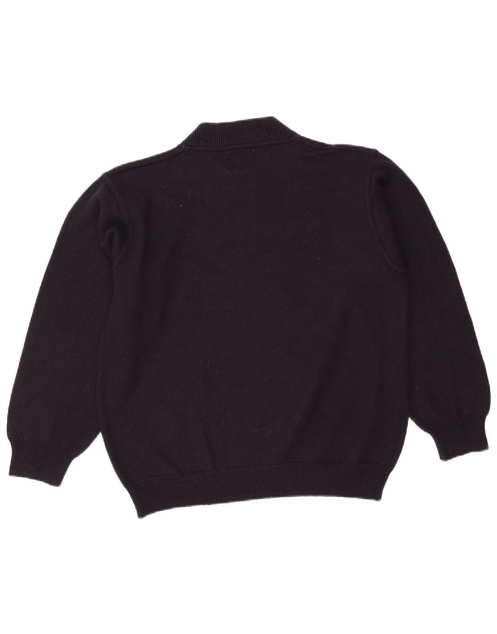 Vintage Herren Rollkragenpullover mit Grafik, mittelgroß, marineblaue Wolle