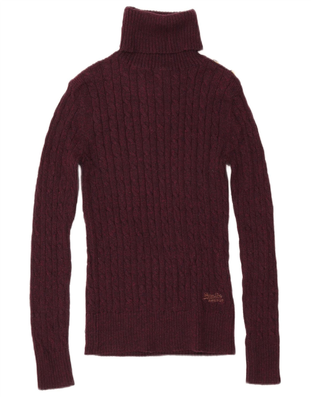 SUPERDRY Rollkragenpullover für Damen, Gr. 10, Größe S, Burgunderrot, Baumwolle