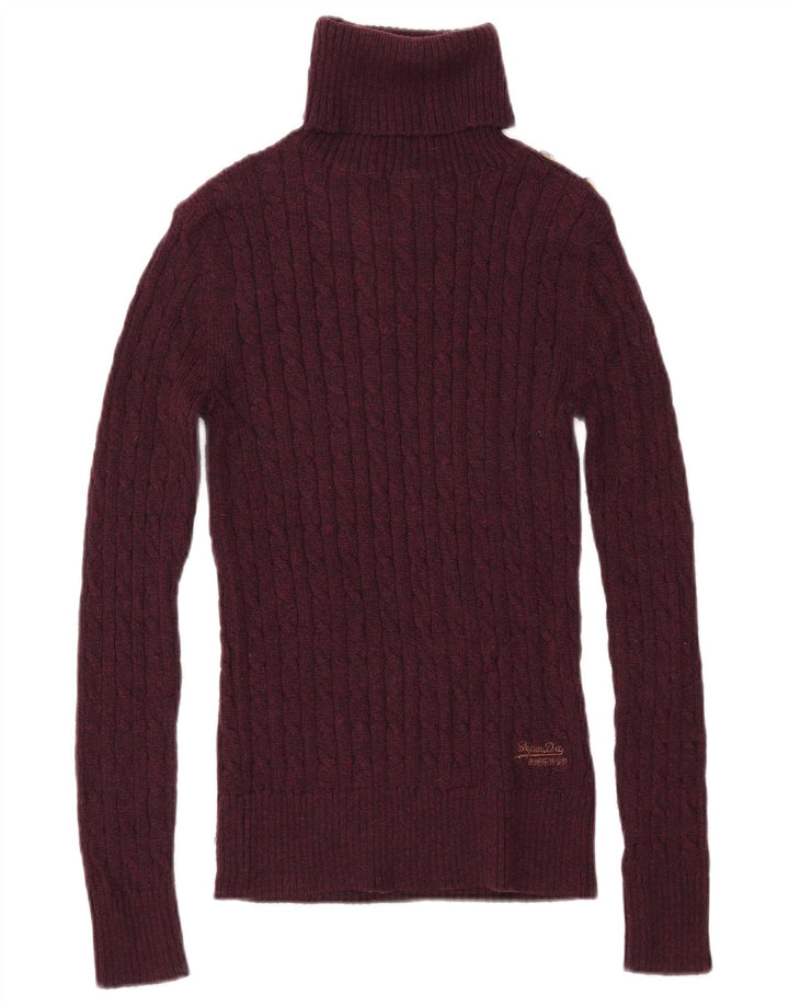 SUPERDRY Rollkragenpullover für Damen, Gr. 10, Größe S, Burgunderrot, Baumwolle