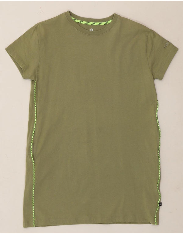 Converse Damen T-Shirt-Kleid UK 14 Medium Khaki Baumwolle