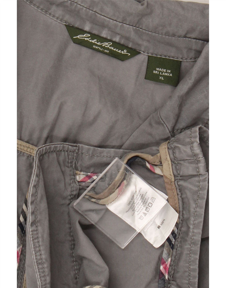 Eddie Bauer Damen 2-Knopf-Blazerjacke UK 18 XL Graue Baumwolle